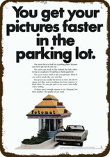 1971 FOTOMAT Drive-Up Film Develop Kiosk Vntg-Look DECORATIVE REPLICA METAL SIGN picture