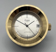 Vintage Stowa Table Clock - 17 Rubis Antichoc - Brass - Grey/Gold - 1950s/60s picture