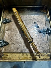 Rare Victorian Wooden Bourbon Stick Hidden Glass Flask Turned Wood picture