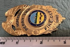 Vintage PERRY TOWNSHIP Ohio OH Fire Dept. INVESTIGATOR Pinback Shield HALLMARKED picture