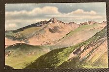 Vintage 1935 Rocky Mountain NP Linen Postcard Longs Peak picture
