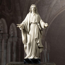 12” Jesus Statue Marble Effect Open Arms Christian Home Décor Resin Figure picture
