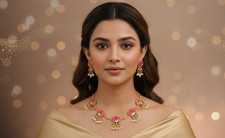 imitation Women Lotus Necklace and Earrings Traditional Jewellery Set picture