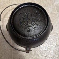 Vintage Griswold Cast Iron Patty Bowl Large Block Logo & Wire Bail Handle PN 871 picture