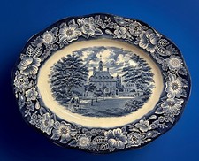 Vintage LIBERTY BLUE Governors House Williamsburg Staffordshire 12” Platter READ picture