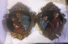 Vintage Victorian Chalkware Wall Plaques Set picture