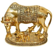 Brass Beautiful Golden Kamdhenu Cow With Calf Showpiece picture