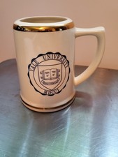 Yale University White Ceramic Mug Stein MDCCCI Crest with Gold Trim picture