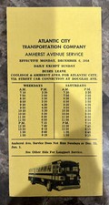 December 6, 1954 Atlantic City Transportation Company Amherst Ave Bus Schedule picture