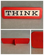 Vintage 1960s 70s IBM THINK Sign Desk Plaque Advertising Orange MCM Paul Rand picture