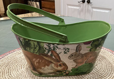 Michel Design Works Garden Bunnies Large Tin Basket 