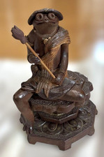 Japanese Pottery Yokai Kappa Seichi Bodhisattva Buddha Seated Statue H17.8cm picture