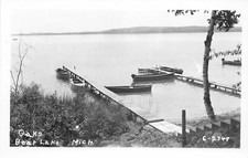 J10/ Bear Lake Michigan RPPC Postcard c1940s Oaks Resort Boat Dock 66 picture