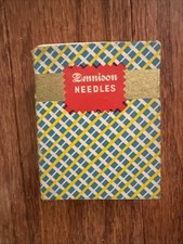 Vintage Dennison Needles Miniature Sewing Box w/ 2 Sheets Bros Needle Books picture