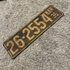 Vintage 1935 Kansas License Plate Tag 26-2554 McPherson County Antique Car picture
