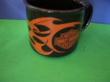 Harley Davidson XL Coffee Cup Mug 2004 Black & Orange Flames Collectors Cup picture