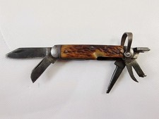 WWII 10th Mountain Ulster Knife Co 5 Blade Multi-Tool Knife w/ Bone Handle US picture