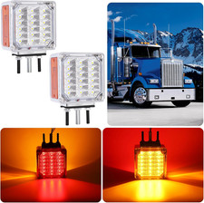 Pedestal Fender Light Double-Face Square Amber/Red 39 LED Clear Lens Stud Mount picture
