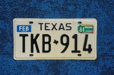 1984 Texas Passenger License Plate picture
