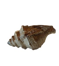 Vintage Conch Shell Ceramic Planter Beach Decor Unique Beige/Brown Blue Spire picture