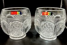 Fostoria Glass Pair Of  Rose Bowl Diamond Pattern Small Open Original Label USA. picture