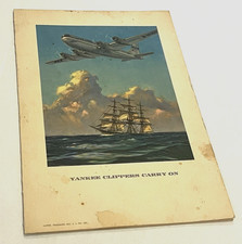 1954 PAN AM YANKEE CLIPPER NORMANDY  D-DAY 10th ANNIV. SIGNED MENU-SEE PHOTOS picture