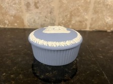 Vtg. Wedgwood Blue Jasperware Pegasus Cameo Round Lidded Trinket Dresser Box picture
