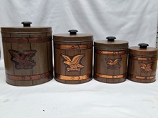 Vintage JL Clark Nesting Tin Canister Set American Eagle picture