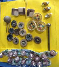 Bottom Of The Button Jar Goodies, Flower Bouquet, Wooden, Shank Rhinestone, More picture
