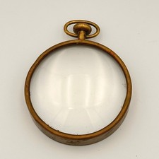 Vintage Carl Aubock Brass Magnifying Glass Paperweight Austria MCM Desk Watch picture