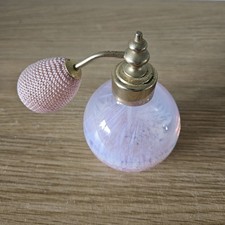 Caithness Glass Perfume Bottle Puffer Pink and Gold Tone Scotland picture