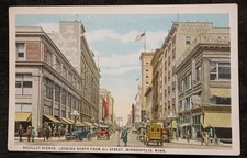 Vintage 1920s Nicollet Ave North From 8th St Minneapolis, Minnesota Postcard picture