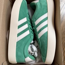 Adidas VL Court 3.0 Green Sneakers W6.5 - Retro Style with White Stripes picture