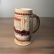VINTAGE BUDWEISER HOLIDAY STEIN CS50 1981 SNOWY WOODLANDS picture