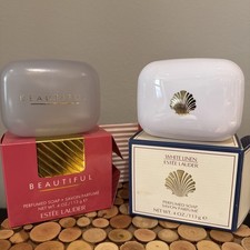 Estée Lauder Beautiful White Linen Soap Dishes (EMPTY) picture
