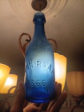 RARE 1866 Cobalt John Ryan bottle Savanah Georgia Terrific Condotion picture