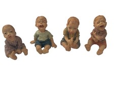 Vintage Resin Baby Boys ~ 4 Baby Boy Figurines ~ 2.75” each picture