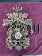 Vintage Schneider Musical Cuckoo Clock Hunting Deer Stag German Wood For Repair picture