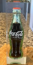 Vintage Pop Art Coca-Cola Bottle Suspended in Clear Lucite Acrylic Block Paperwe picture