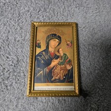 Vintage Maria De Perpetuo Succurs Icon Gold Frame Our Mother of Perpetual Help picture