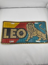 Vintage Leo Metal Prismatic License Plate Zodiac Astrological Sign Retro picture