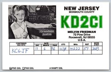 1996 KD2CI Ham Radio QSL Card Roosevelt NJ Grandson Justin Operator Photo A13 picture