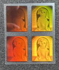 VTG Future Vision Polaroid 3-D 90's Mirage Hologram Puppies 1 Sheet = 4 Stickers picture