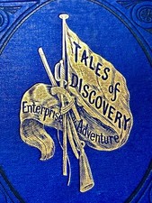 1865 Antique Decorative Book Cobalt Blue Gilt Illustrated Victorian Adventure picture