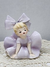 Vintage 1963 Inarco Bloomer Girl Big Bow Kneeling Girl Figurine E-1059 Kitschy  picture
