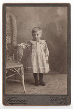 1890s Young Child Ruffle Dress Real Photo Cabinet Card Lancaster OH Antique  picture