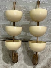 Italian Modern Brass Sconces Pair: Mid Century Stilnovo Style Wall Lights picture