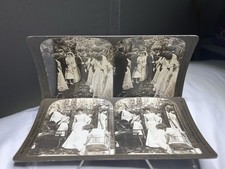 Antique 1902 H C White Stereoview Card Lot ~ Dressing Bride ~ 5511 (2) 5516 (7) picture