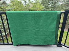 Vintage St Mary's Green Satin Trim 100% Wool Blanket 72
