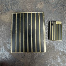 Vtg COLIBRI Butane Lighter Japan Gold w/ Black Stripes w/ Cigarette Case picture
